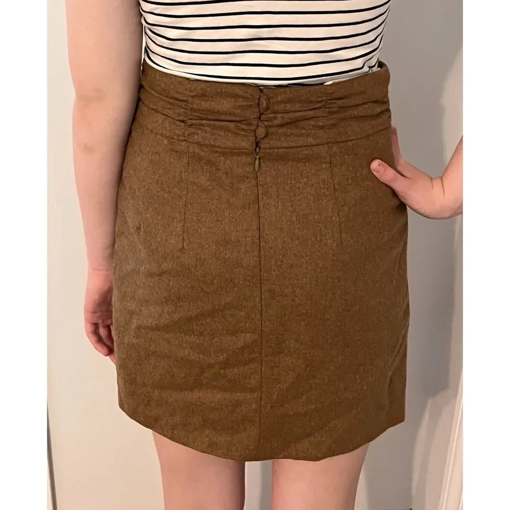 Nanette Lepore Wool Skirt Pencil Mini Brown size 4 - Picture 3 of 5